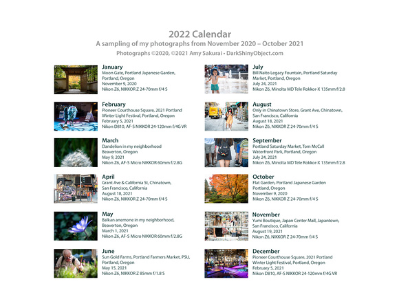 Calendar Page: Photography by Amy Sakurai