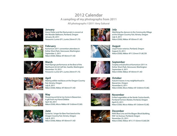 Calendar Page: Photography by Amy Sakurai