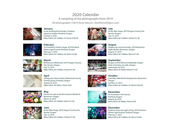 Calendar Page: Photography by Amy Sakurai