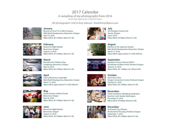 Calendar Page: Photography by Amy Sakurai
