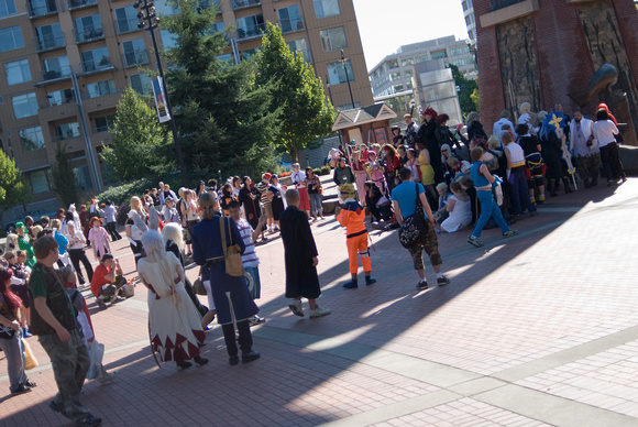 Cosplayers gathered in Esther Short Park